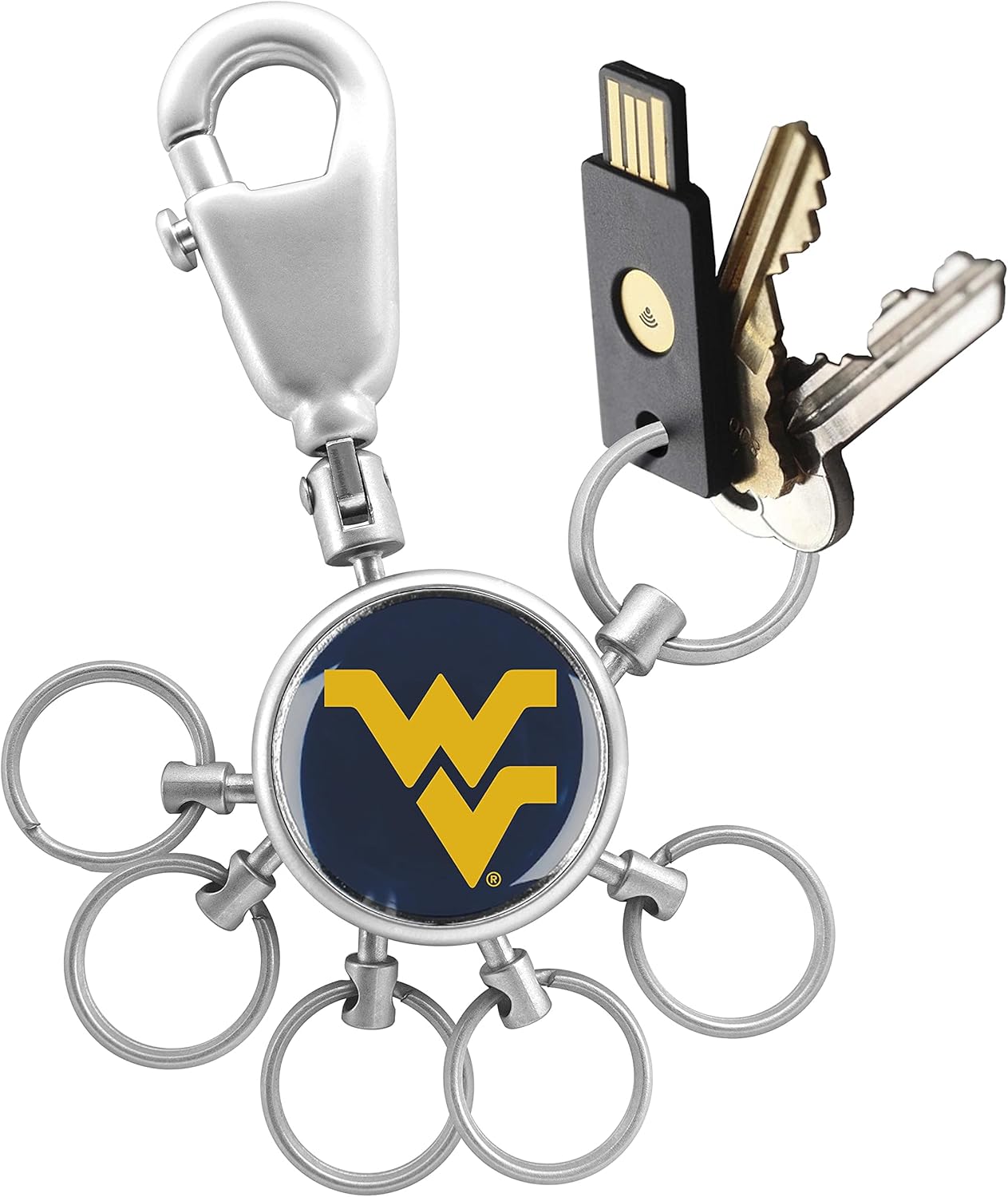 LinksWalker Patent Valet Keychain Quick Release with 6 Key Rings with College Sports Logos