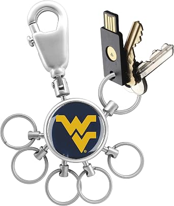 LinksWalker Patent Valet Keychain Quick Release with 6 Key Rings with College Sports Logos
