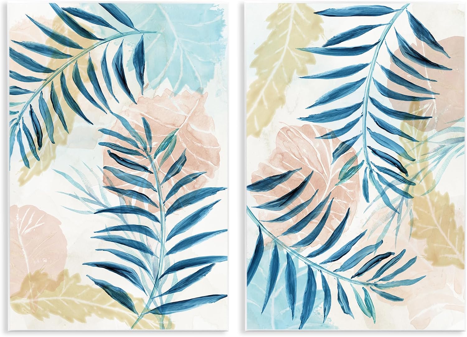 Pastel Blue Palm Fronds, 10 x 15 Inch Mounted Print on Wall Plaque Set | Stupell Industries · By Nan · Ready to hang · Great for living room or lounge · Made in USA
