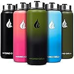 HYDRO CELL Stainless Steel Insulated Water Bottle with Straw - For Cold & Hot Drinks - Metal Vacuum Flask with Screw Cap and Modern Leakproof Sport Thermos for Adults (Army/Black 40oz)