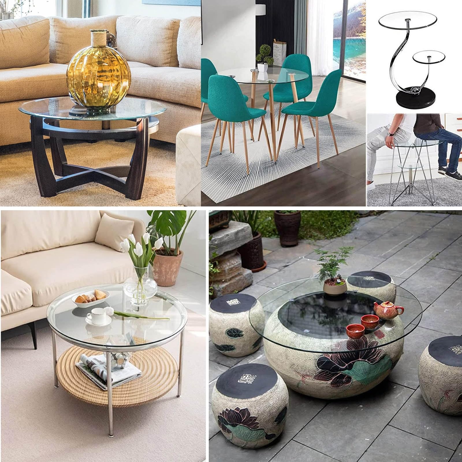 Glasplatte Rund Ø 35 58 68 100cm Outdoor Patio Tischplatte, Transparentes Flachglas, 8mm Dickes Gehärtetes Glass Scheibe, Robust Und Stabil, Sicherheitsglas Glaspatte Für Couchtisch/Esstisch(35cm)