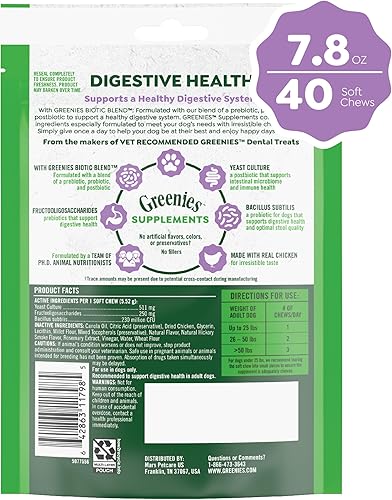 Miniatura 2 de Greenies Suplementos Digestive Health Sabor a pollo adulto, 7.8 oz. Bolsa de 40 unidades masticables suaves