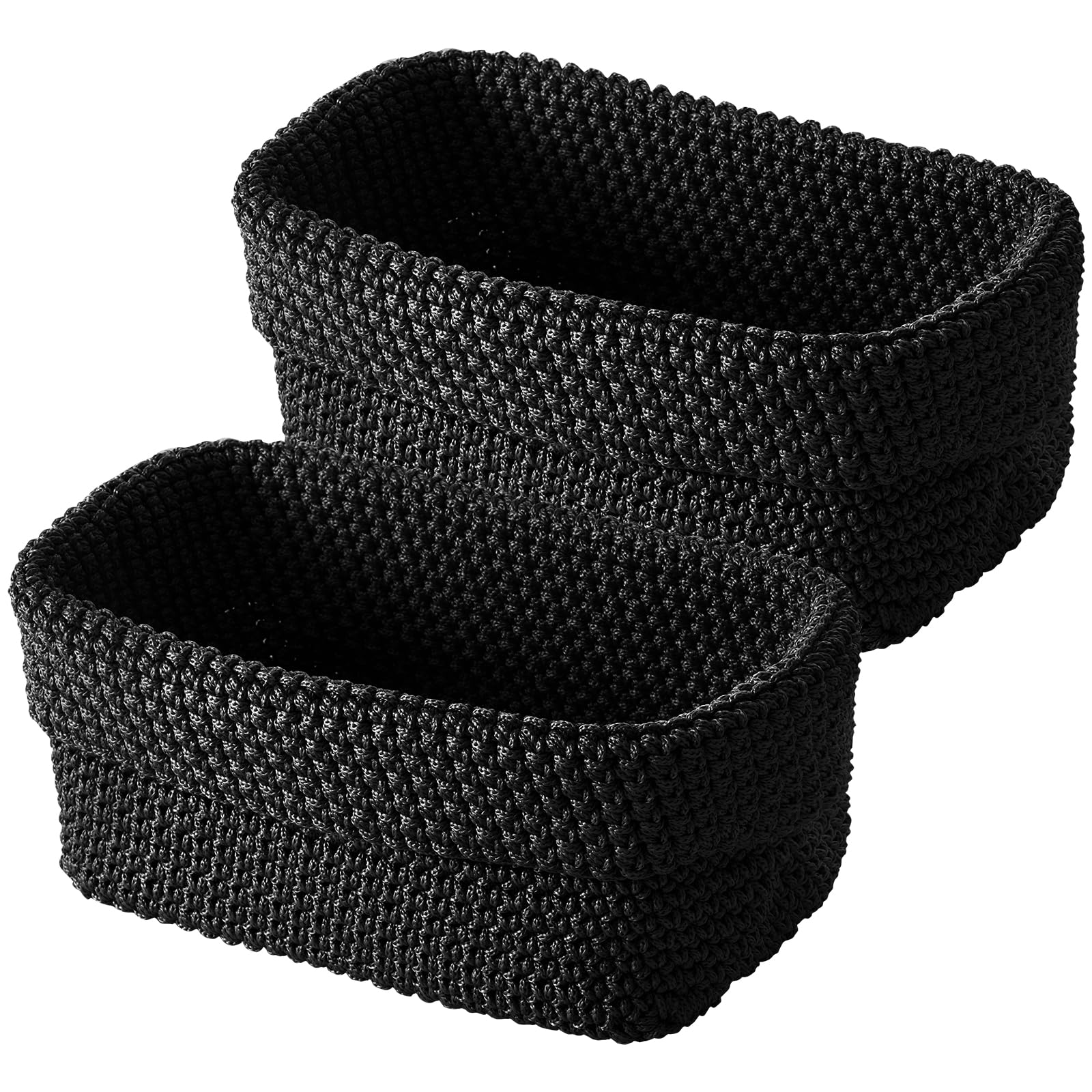 ZICOTO Set Di 5 Cestini Portaoggetti In Corda Di Cotone Color Salvia - Con Manici In Pelle, Organizer Per Mensole, Cameretta, Bagno, Ufficio, Dimensioni Varie - 2
