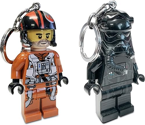 Lego Star Wars Poe Dameron y Lego Star Wars Tie Fighter Pilot - Llavero de luz