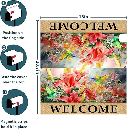 Miniatura 146 de Miaoquhe Funda magnética para buzón de 4 de julio, tamaño estándar de 18 x 21 pulgadas, diseño patriótico multicolor para decoración del hogar, 4