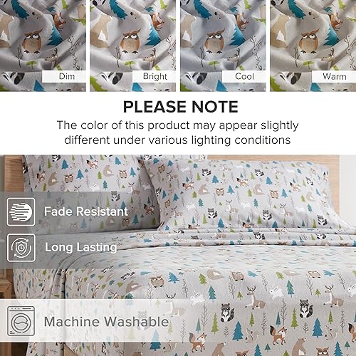 Miniatura 8 de Comfort Spaces Juego de sábanas de franela de algodón tamaño individual XL, ultra suave con bolsillo elástico de 12 pulgadas que se adapta a