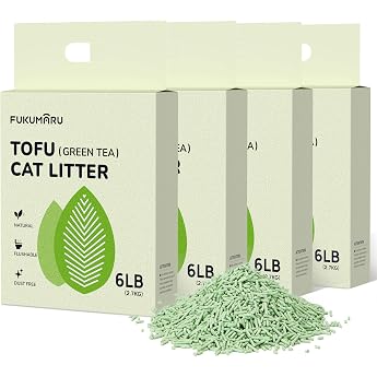 FUKUMARU Tofu Cat Litter 10.8 kg - Clumping Cat Litter Odor Control with Green Tea Aroma Dust-free and Easily Clumping Flushable in the Toilet