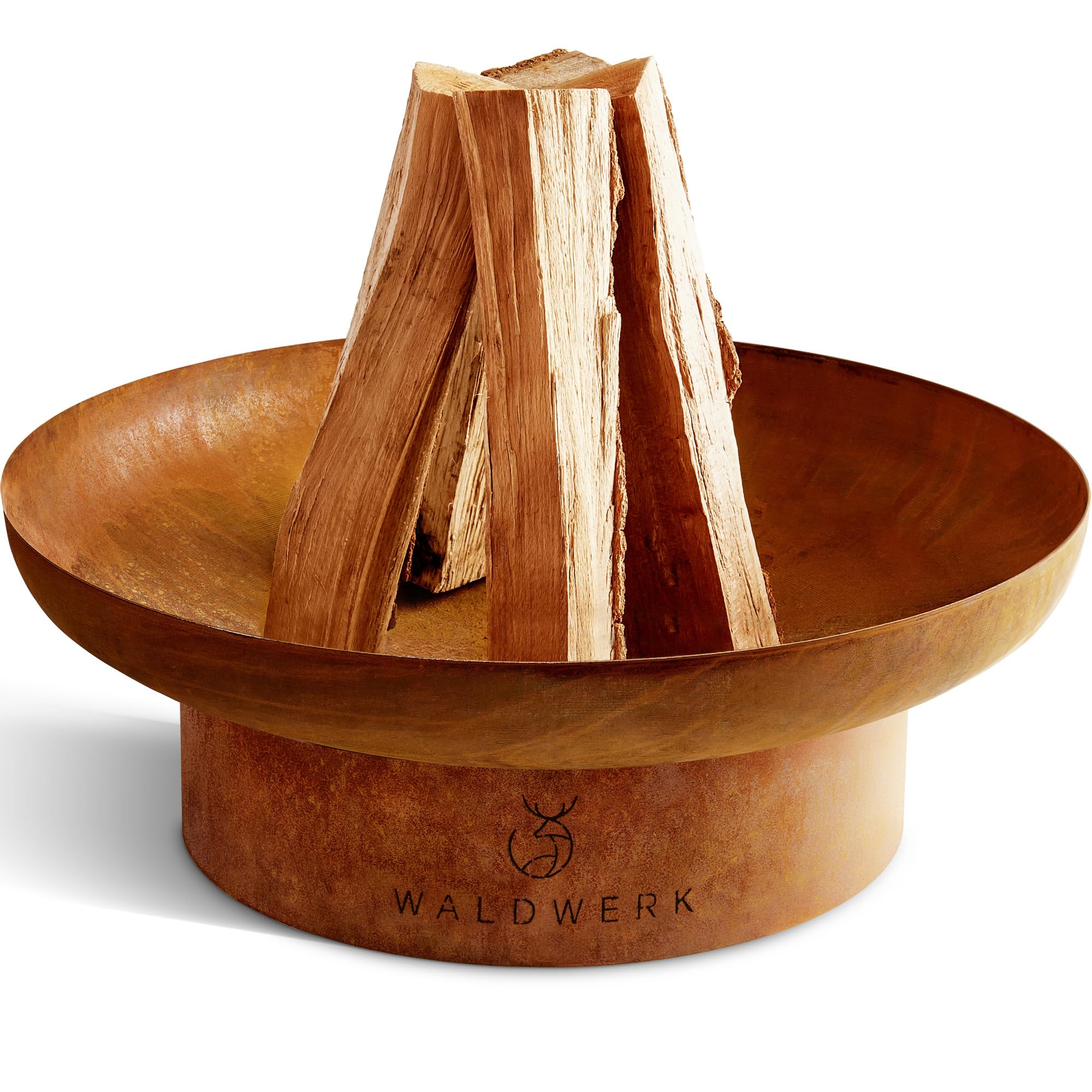 WALDWERK Basero Design – Brasero Exterior Jardin – Hogar de Fuego de Acero de 2 mm de Grosor – Brasero de 55cm con Aspecto Moderno de pátina de óxido