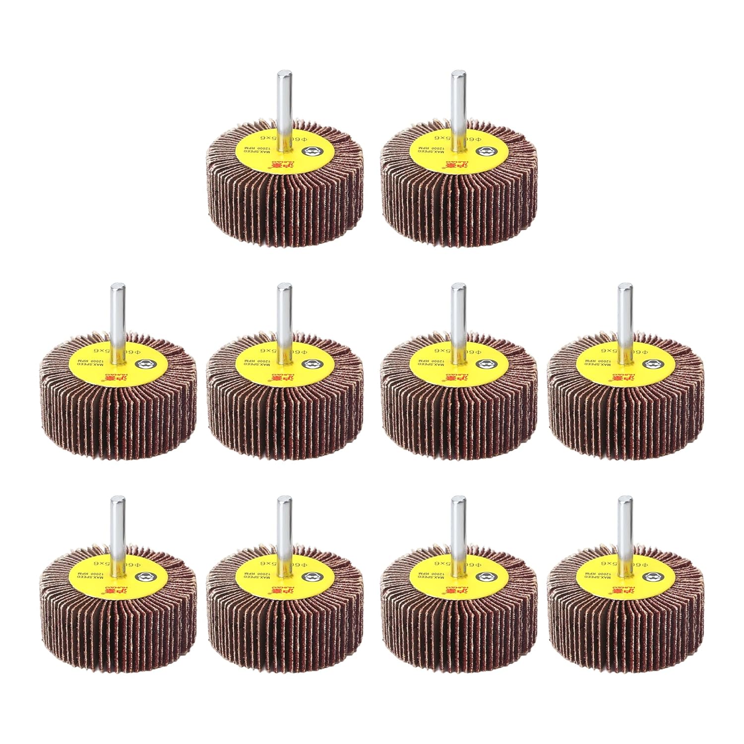HUHAO 10 Pcs Abrasive Flap Wheel Sander Set, 80 Grit Sanding Flap Wheel, 1/4" Shank Flap Wheel Sander for Drill, Die Grinder Flap Wheel for Remove Rust,2-3/8"*1"*1/4"