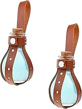 Eco-Fused Petites bouteilles de potion de cosplay – Accessoire de costume sphérique transparent pour cosplay, magicien, sorcière – Comprend un bouchon en liège, un support de manchon en cuir