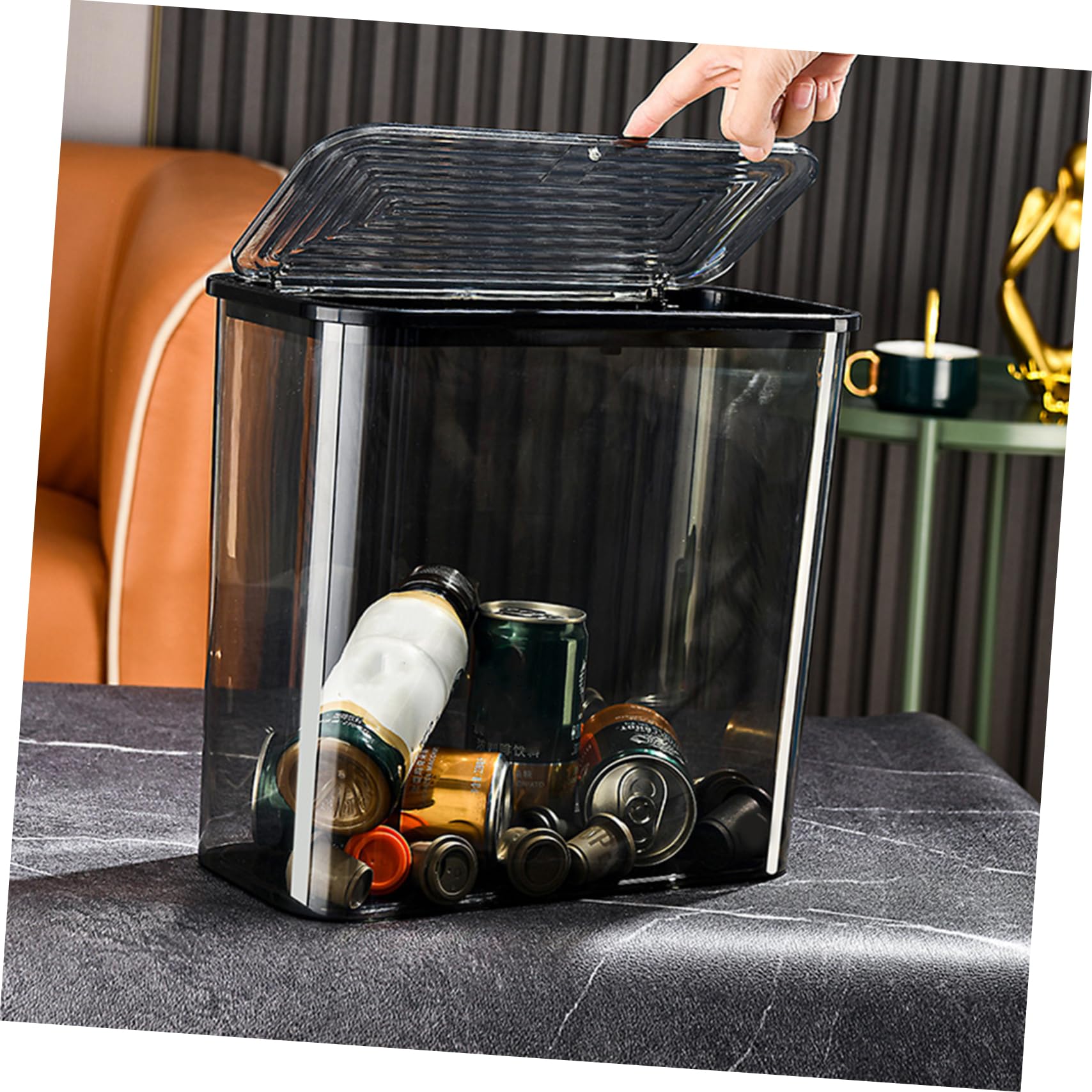Alipis Bote de Basura con Tapa de Plástico Transparente de Gran Capacidad | Uso Diario para Hogar y Cocina, Fácil Cambio de Bolsa, para Reciclaje y Recogida de Papeles