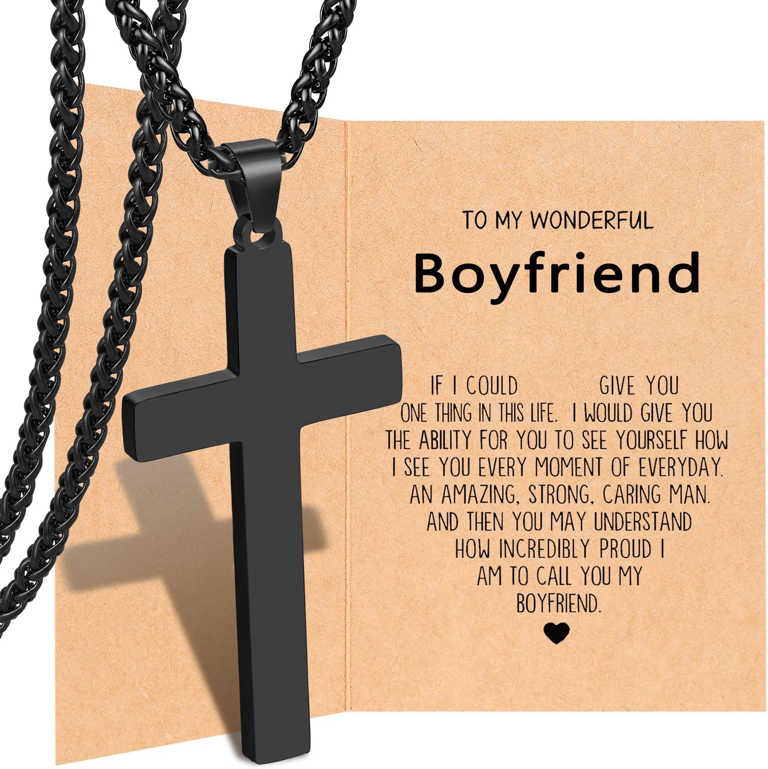 PINKDODO Cross Necklace for Men Boys, Valentines Birthday Christmas Gifts for Son Grandson Nephew Brother Boyfriend Mens
