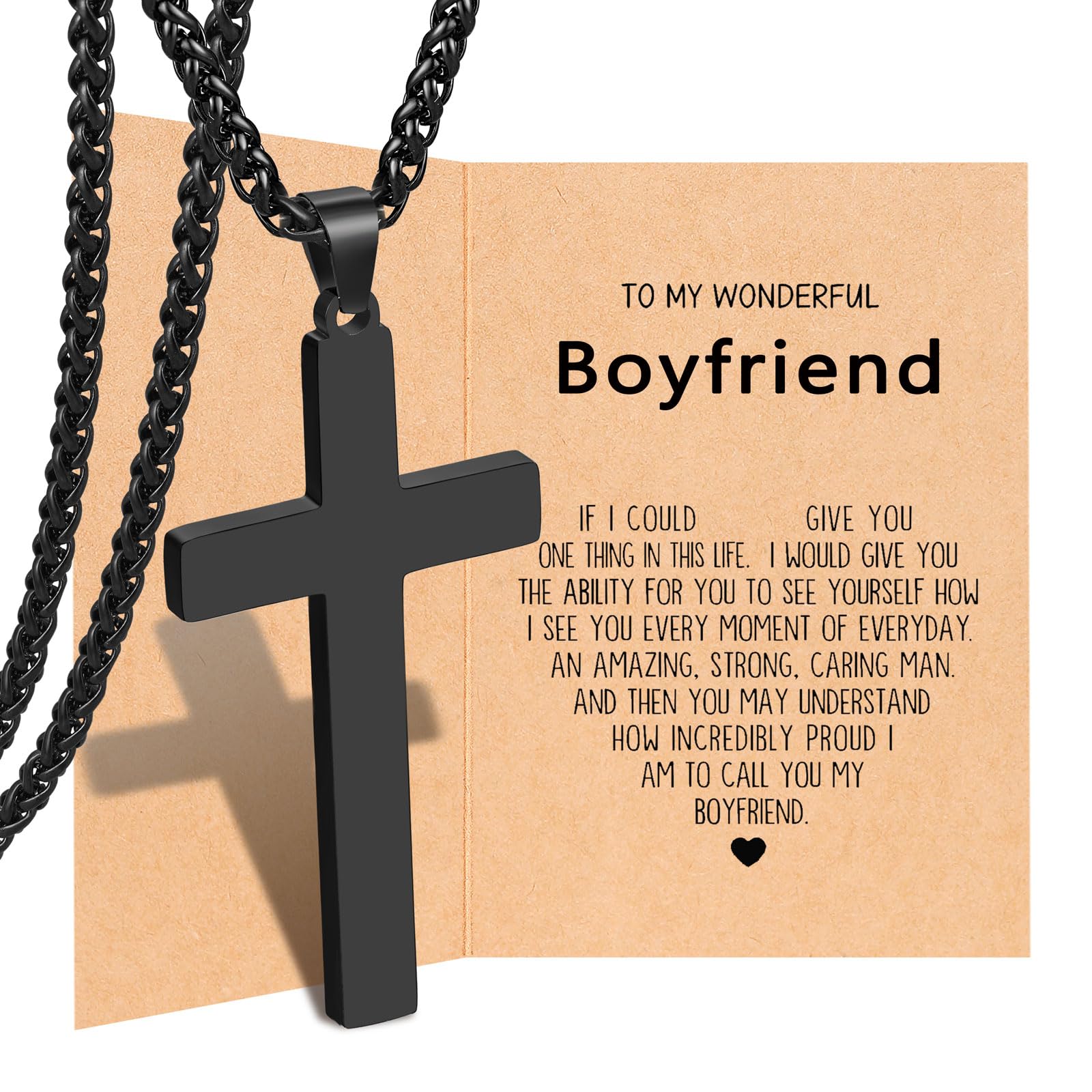 PINKDODO Cross Necklace for Men Boys, Valentines Birthday Christmas Gifts for Son Grandson Nephew Brother Boyfriend Mens