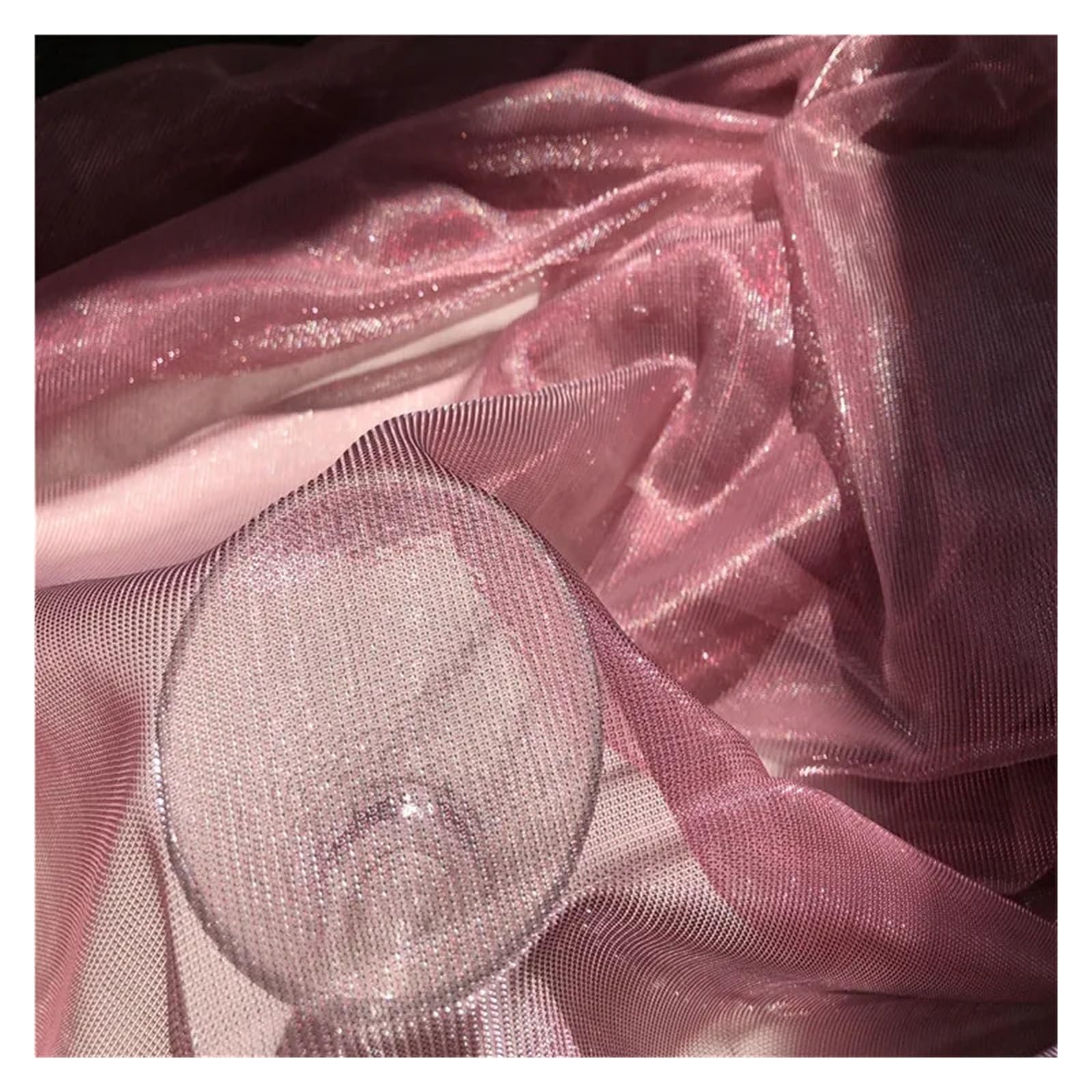 Ytbhshxz Pink Fabric Glitter， Fashionable Polyester Mesh Fabric Multicolor 100X150cm(Pink)
