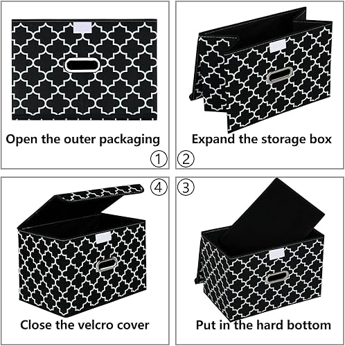 Vista 118 de STOREONE Contenedores de almacenamiento de tela, contenedor organizador plegable con tapas y asas de metal, para el hogar, dormitorio, armario, 3