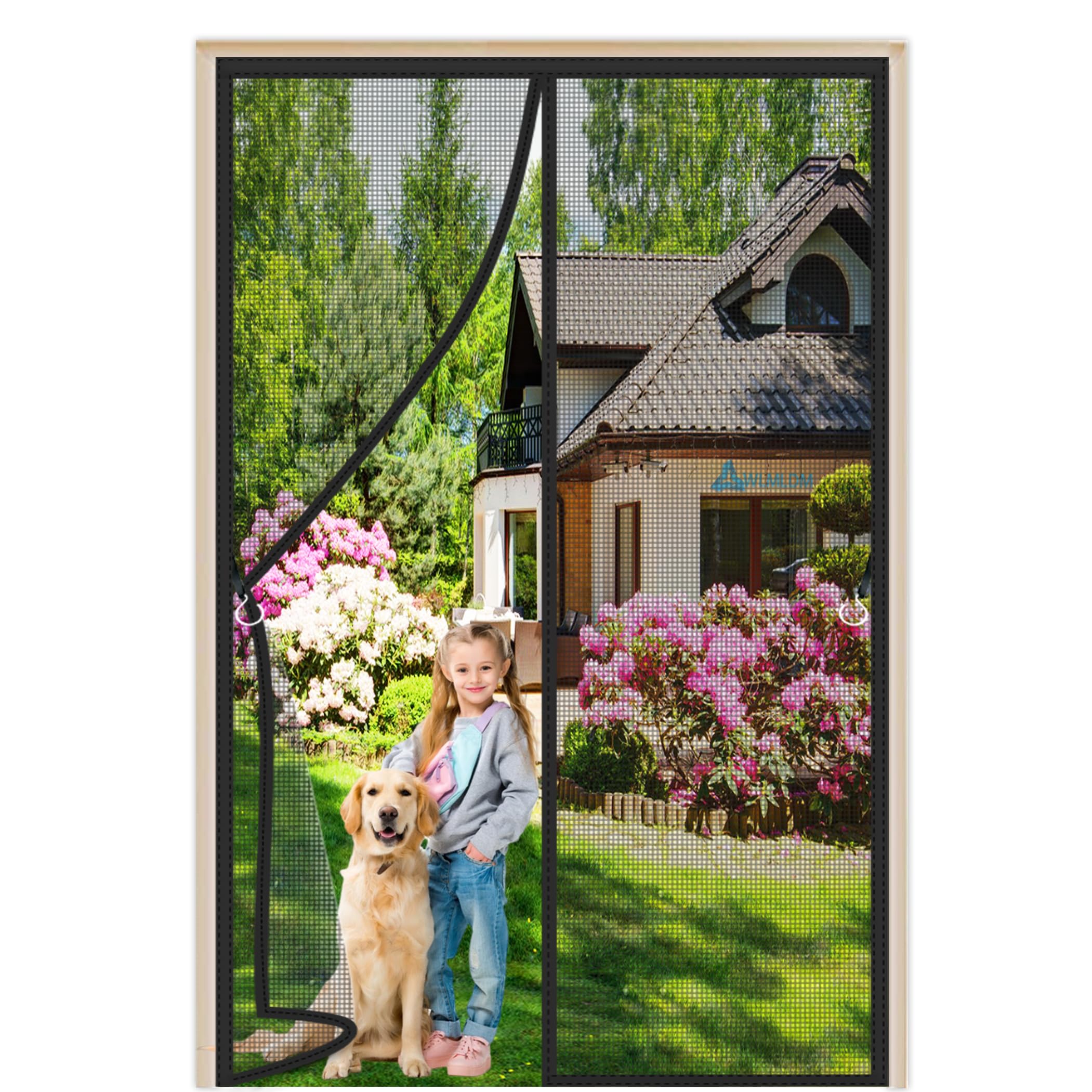 Wlmldm Black Magnetic Fly Screen Door 75X200cm Mesh Fly Curtain Close-Stitching Top Anti-Tear Magnetic Closure Insect Protection Door No Gap For Entry Exterior Kitchen Patio