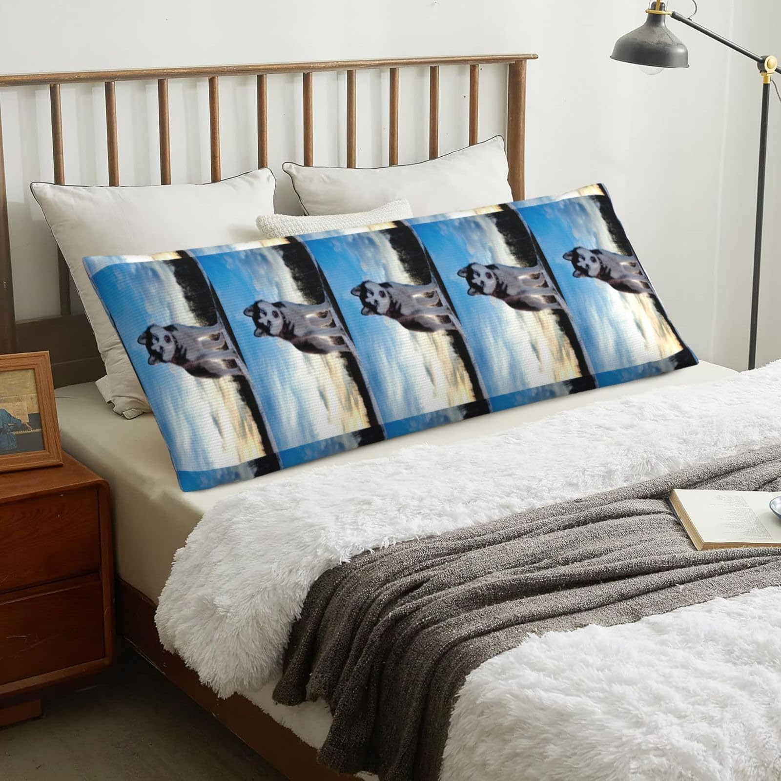 Siberian Husky, Body Pillow Cover with Zipper,Long Body Pillowcase 20 x 60 in