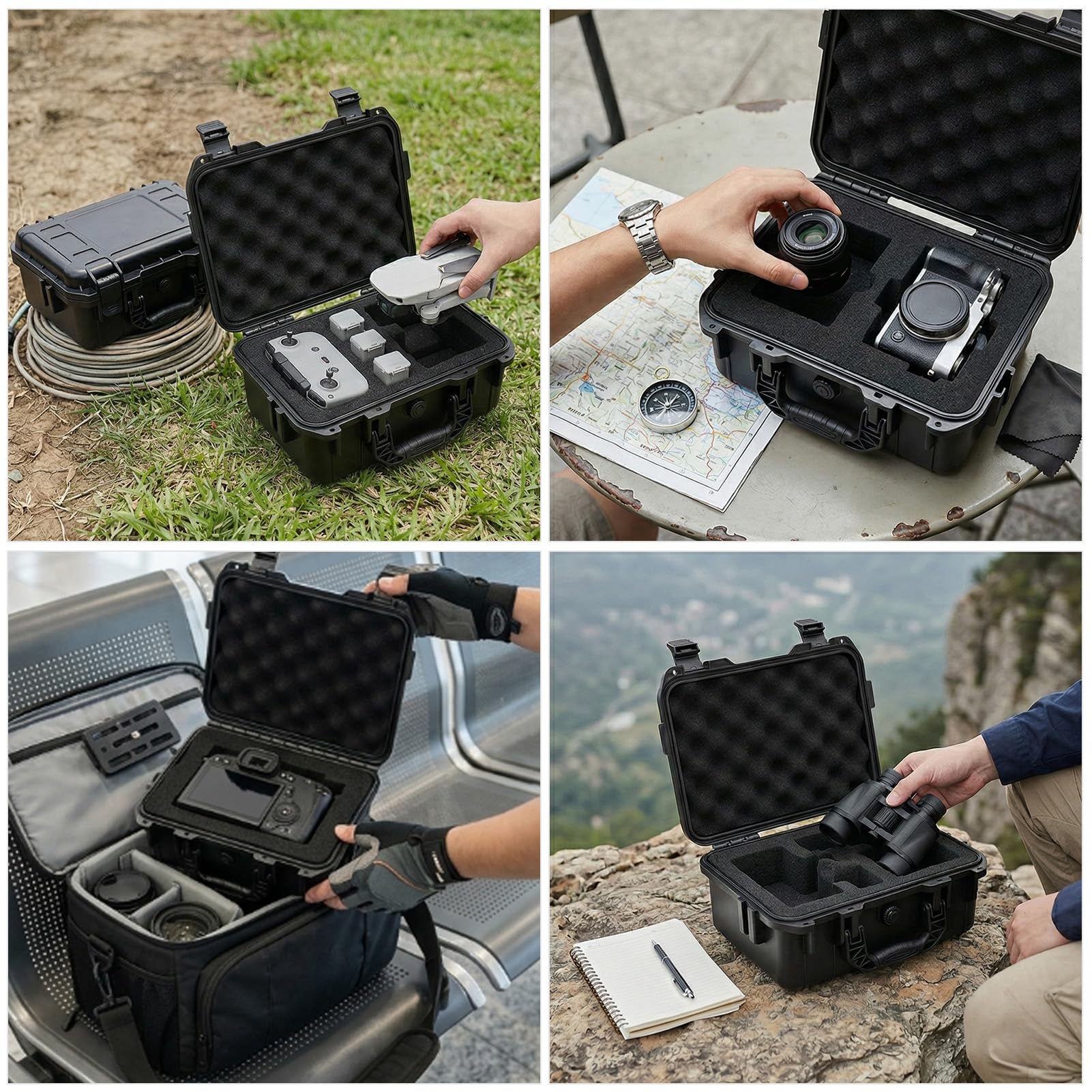 Survival-Aufbewahrungsbox IP67 Wasserdicht Outdoor Stoßfest Aufbewahrungskoffer mit Schaumstoff für Outdoor-Aktivitäten Reisen Zuhause (270 × 215 × 123 mm)