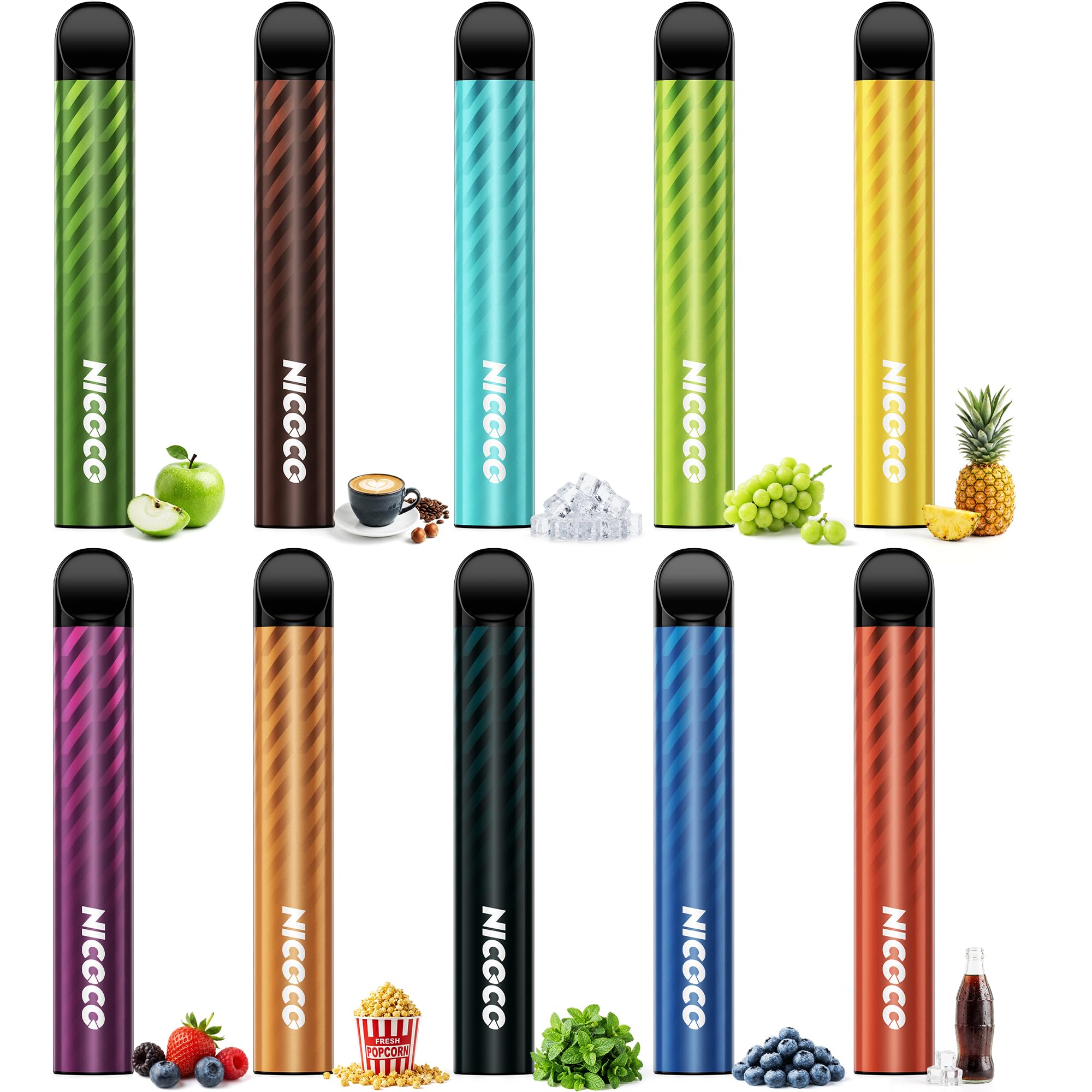 電子タバコ 使い捨て シーシャ お試しセット10風味 禁煙パイポ 爆煙ベイプ VAPE 禁煙グッズ 節煙 減煙 持ち運び シーシャ 大容量 ニコチンなし タールなし NICOCO