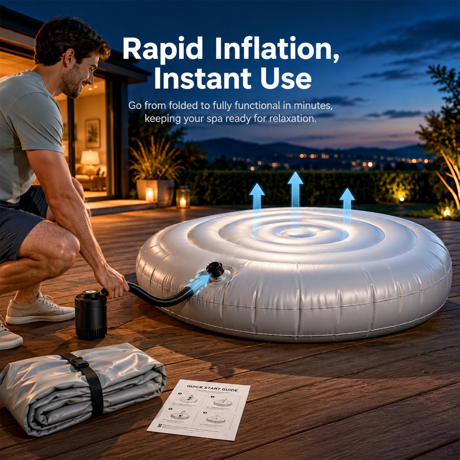 Couverture Gonflable de Spa, Couvercle Pliable à économie d'énergie, couvertures de Remplacement pour spas gonflables Ronds extérieurs