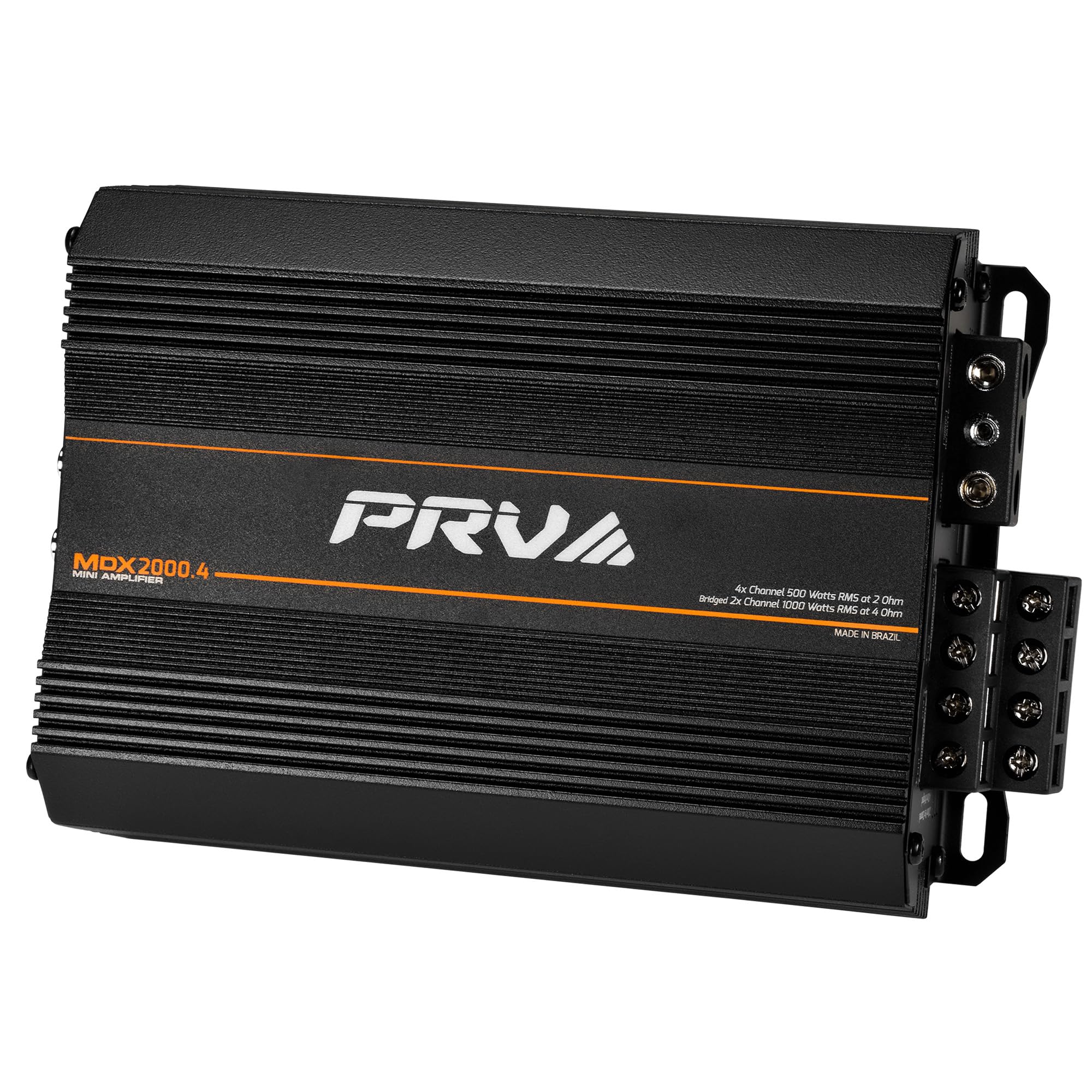 PRV Audio MDX2000.4 2 Ohm Mini 4 Channel Car Audio Amplifier 4 x 500 Watts RMS at 2 Ohm - 2000 Watt 12 Volts Bridgeable Amp for Powersports, Motorcycles, ATV, for High Power Stereo Speaker Systems