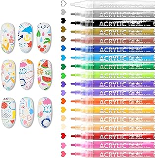 18 Colors Nail Art Pens Set Nail Polish Pens Nail Art Drawing Graffiti Marker Pen Quick Dry Waterproof Nail Art Painting Pens Kit for Home DIY Nail Art Design