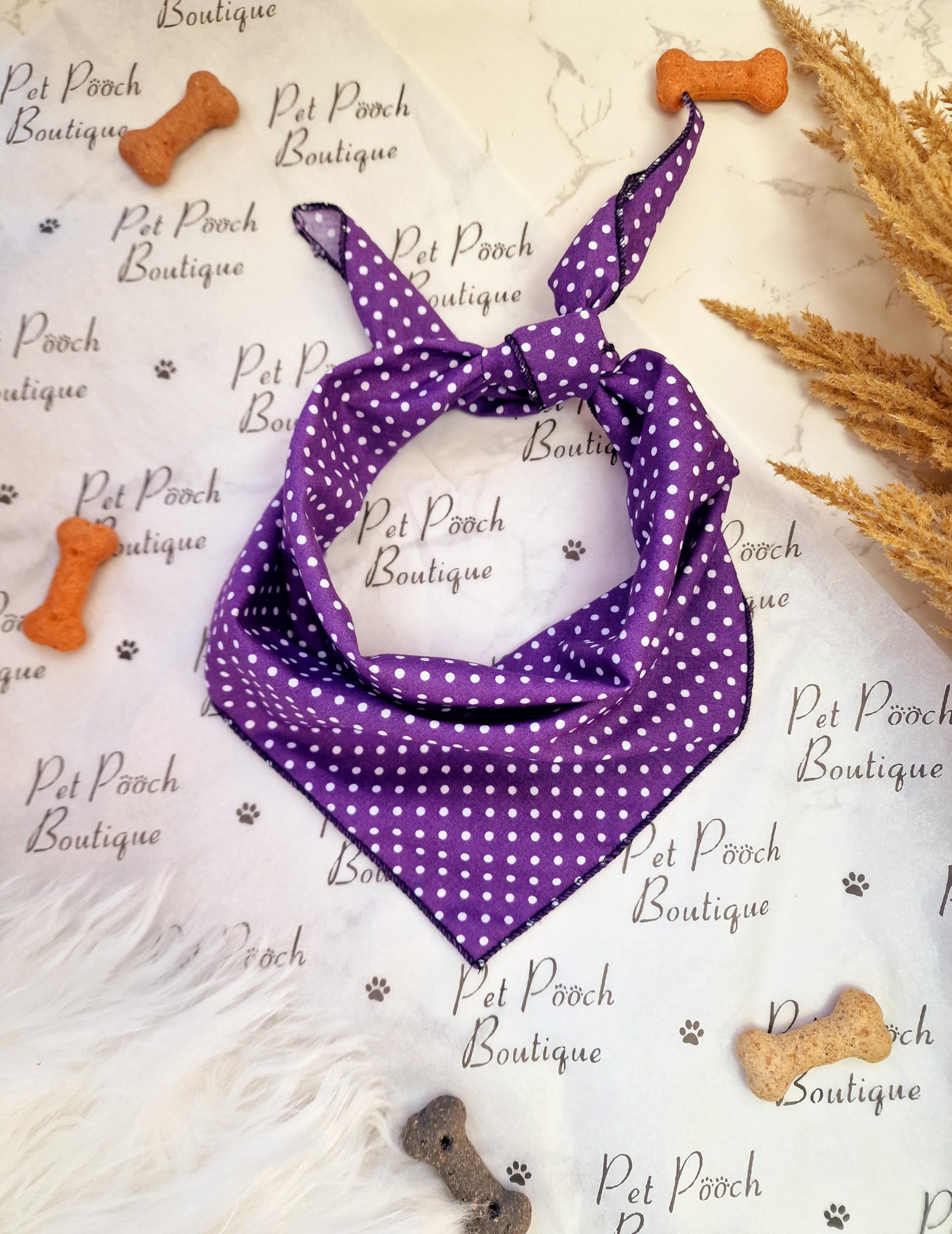 Pet Pooch Boutique Purple Revival Polka Dot Dog Bandana XS-XL (s/m)