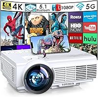 Vista 1 de Proyector con WiFi y Bluetooth, WiFi 5G nativo 1080P 9500L YOWHICK Proyector para exteriores 4K, mini proyector de película portátil, para HDMI