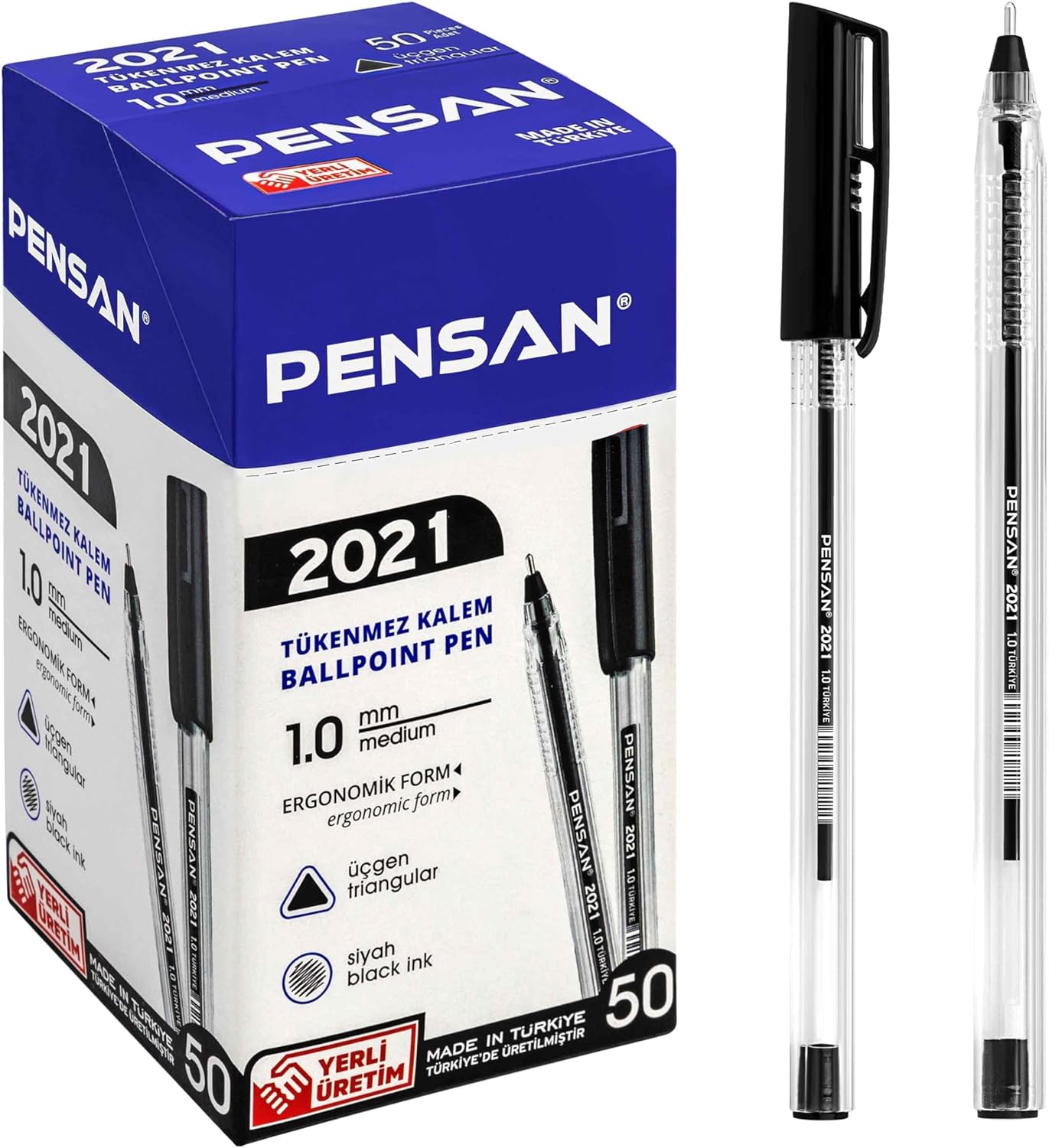 PENSAN Black Ballpoint Pens,1.0 mm Medium Point, Black Pens, Ergonomic Triangle Grip, 50-Count Pack of Bulk Pens PENSAN Black Ballpoint Pens,1.0 mm Medium Point, Black Pens, Ergonomic Triangle Grip, 50-Count Pack of Bulk Pens