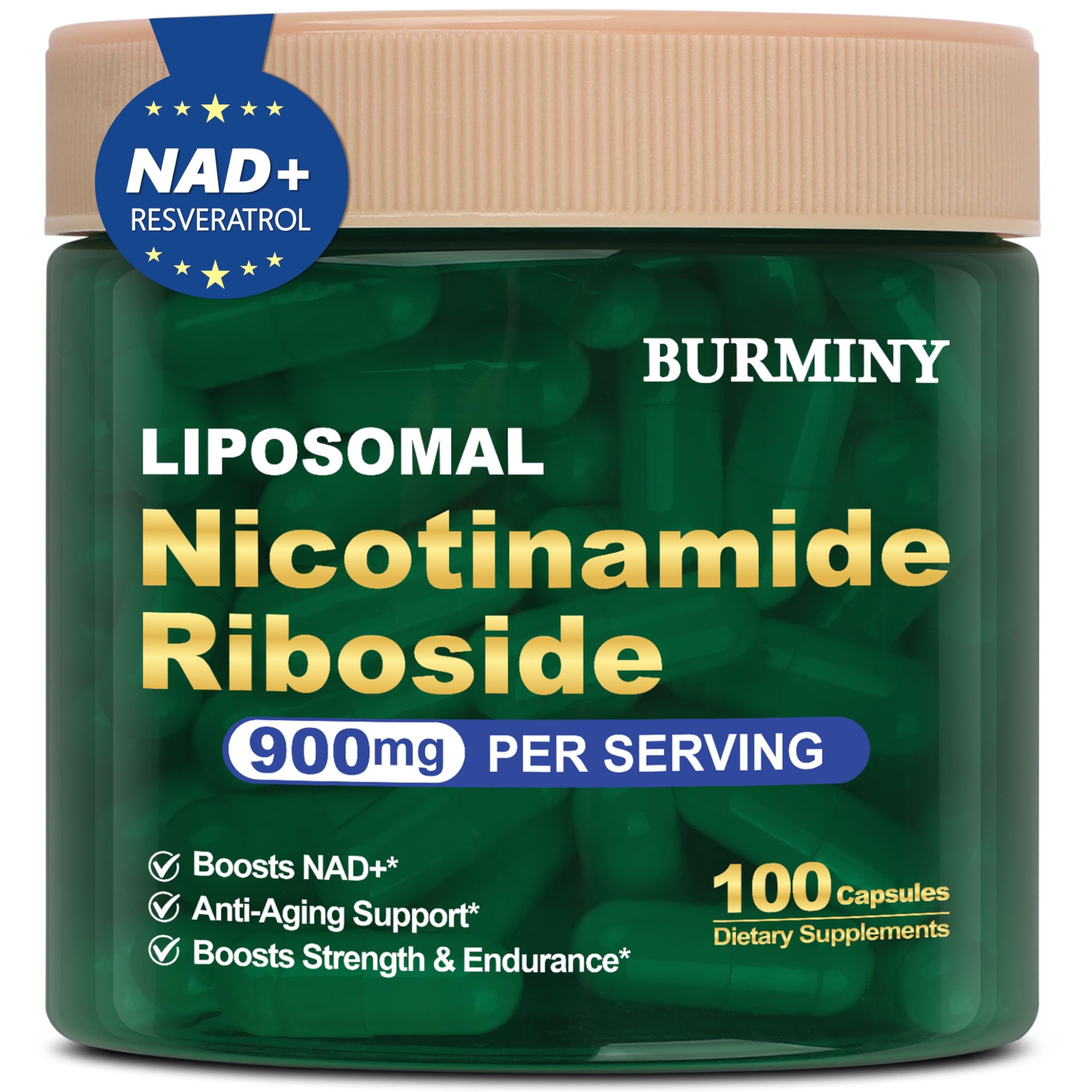 BURMINY Nicotinamide Riboside Resveratrol 900mg, Liposomal NR Supplements for Women & Man, High Purity NMNH Supplement Alternative for Anti-Aging, Energy, Focus - 1 Pcs 100 Count (Pack of 1)