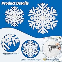Vista 3 de 30Pcs Snowflake Paper Placemats Christmas Sliver Glitter Disposable Place Mats Winter Round Sparkle Decorative Table Chargers Xmas Snowflake