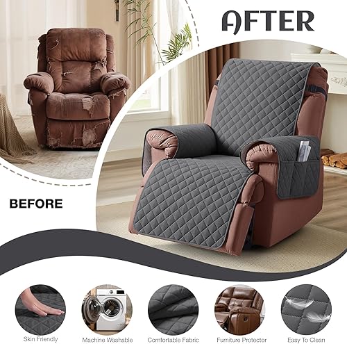 Miniatura 5 de KinCam Funda 100% impermeable para silla reclinable, fundas de sofá reclinable para mascotas, perros, funda de sofá reclinable, protector de muebles