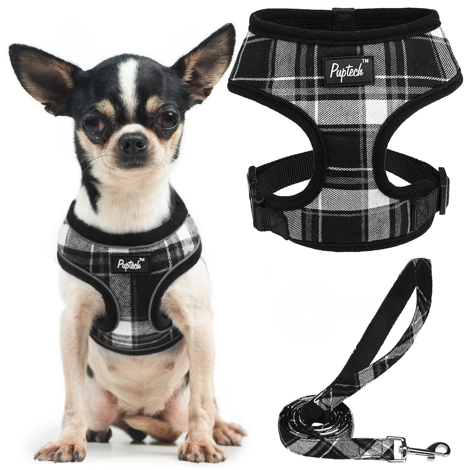 PUPTECK Dog Harness Small Dog Soft Mesh Pet Puppy Cat Comfort Padded Vest No Pull Harnesses and Leash Set