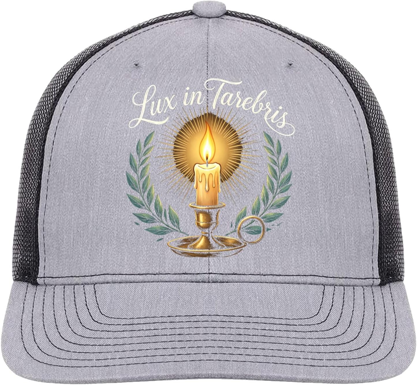 Lux in Tenebris Fitted Hat for Men's Humor Golf Trucker Cap