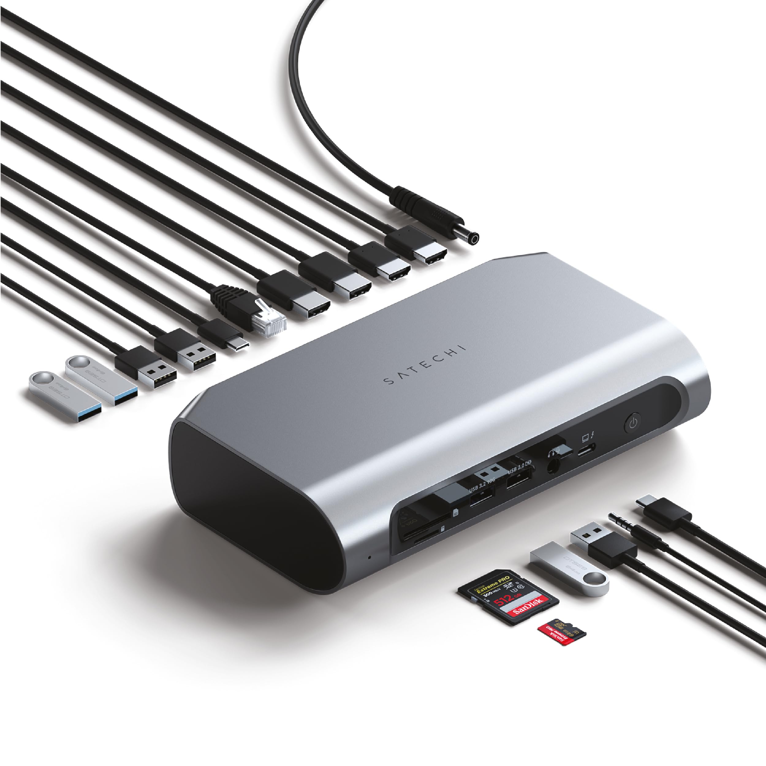 SATECHI Thunderbolt 4 Dock İstasyonu, 16 Port – 96W Şarj, Maks 4