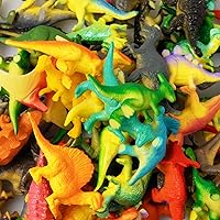 Vista 6 de OuMuaMua Dinosaur Toys, Plastic Mini Dinosaurs Figures Toys Set, Dinosaur Birthday Party Favors, Dinsaur Cupcake Toppers for Kids and Boys, 78 Pcs