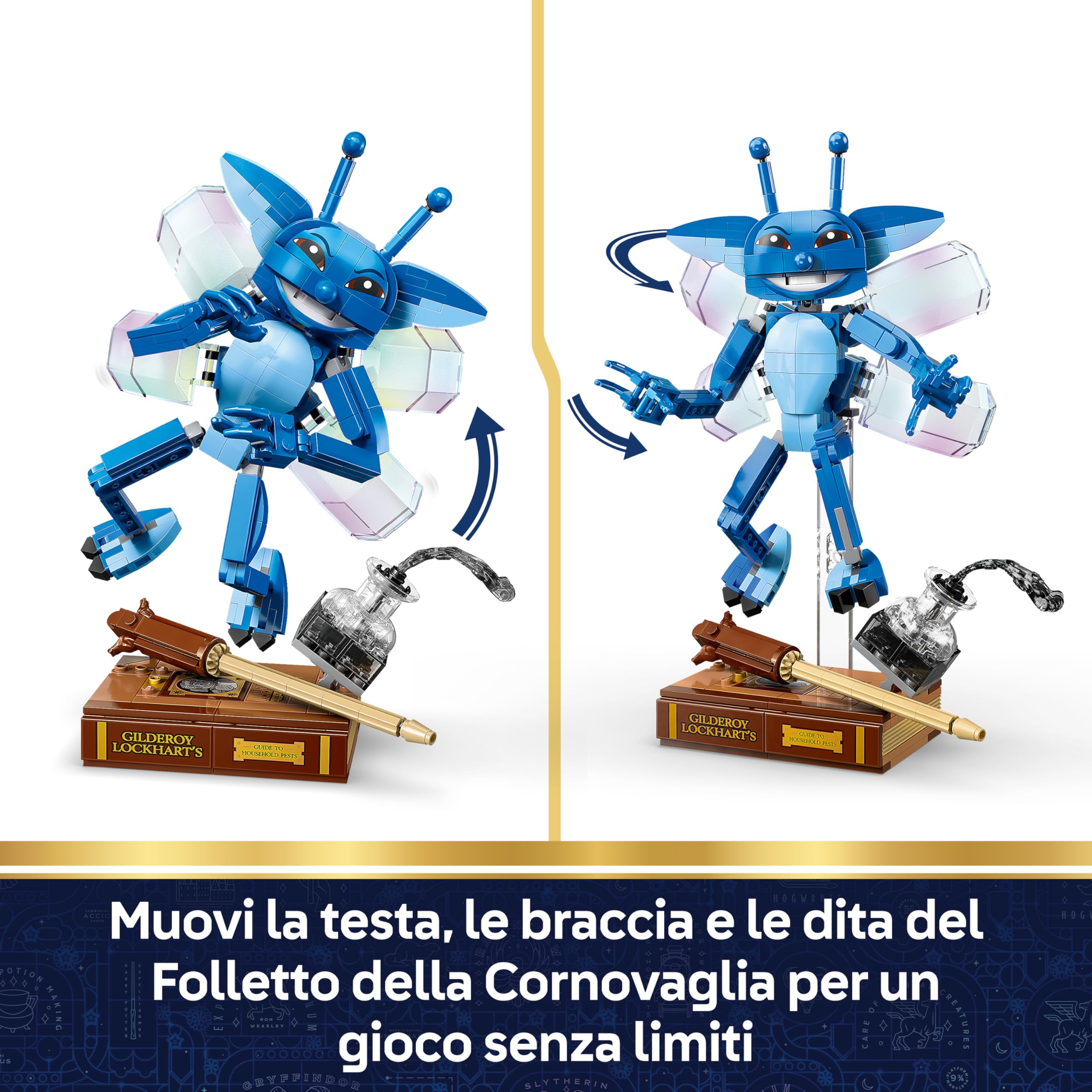 LEGO Harry Potter Folletto della Cornovaglia Giocattolo - Action Figure Decorativa per Cameretta o Scrivania con Libro e Bacchetta di Gilderoy Lockhart - Regalo per Bambine e Bambini da 8 Anni - 76461