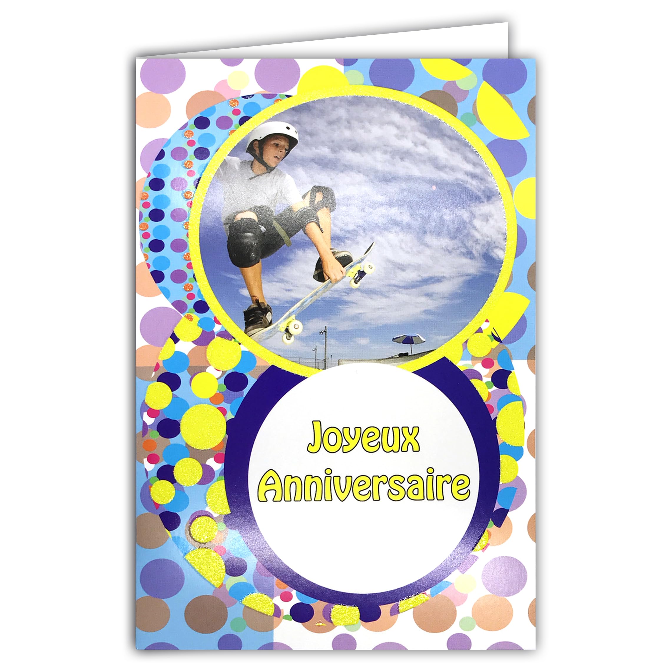 AFIE 67-1018/2 Happy Birthday Glitter Skateboard Boy/Child/Teenager Card with White Envelope 12 x 17.5 cm