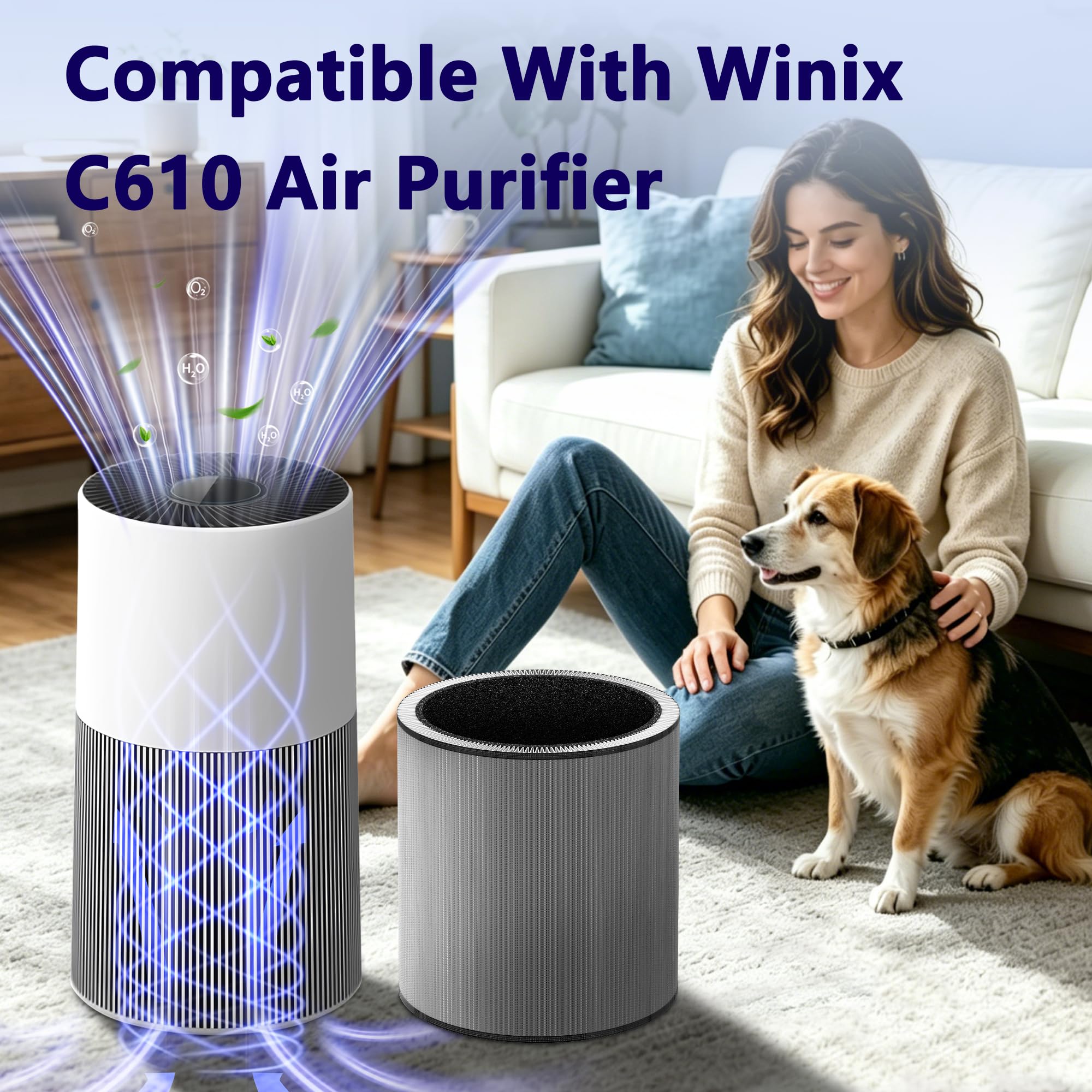 Filtro di ricambio Z C610 per purificatore d'aria Winix C610 a 4 stadi, filtro ad alta efficienza 3 in 1 con carbone attivo e prefiltro per casa, animali domestici, camera da letto, ufficio, rispetto