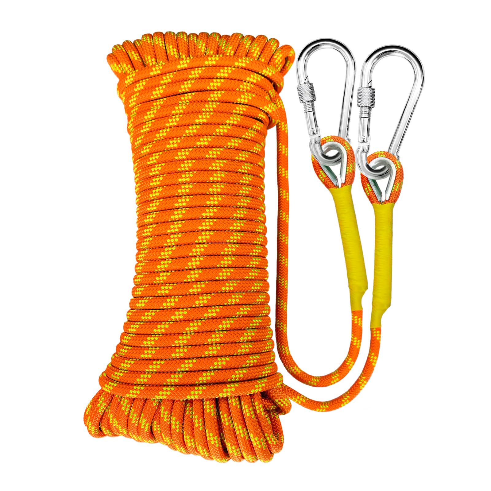 Cuerda estática de escalada de 12 mm, 100 m, cuerda de escalada para arborista, cuerda de escape, protección contra incendios, cuerda de paracaídas para camping, senderismo con 2 ganchos de