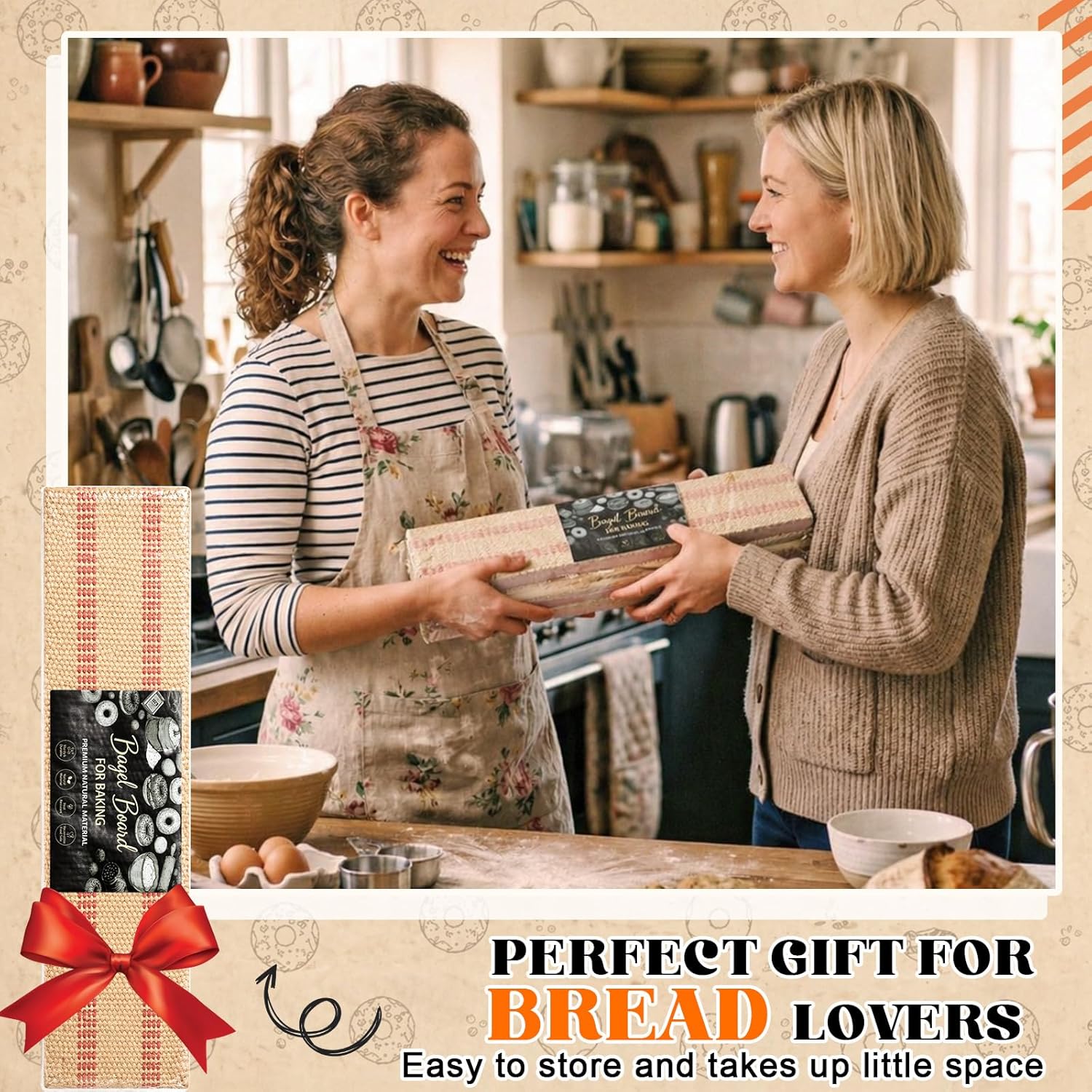 Sliner 4 Pcs Bagel Baking Boards 15.7 x 3.5 x 0.8" Cedar Pine Wood with Burlap Essential Baking Tools Food Grade for Toasting a Beautiful Even Bagel Crust Home Bakers Gift