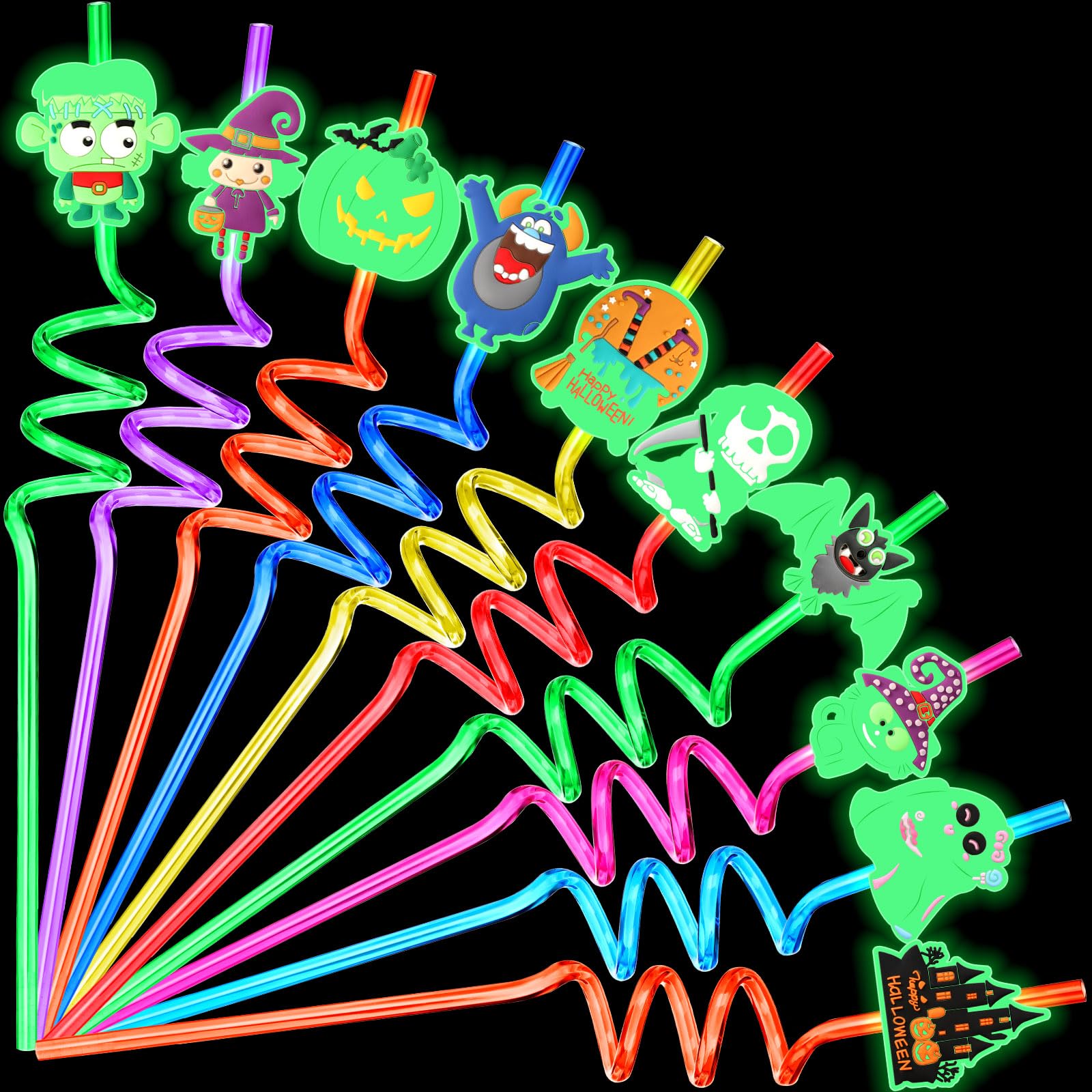 Pailles phosphorescentes Halloween pour illuminer les verres