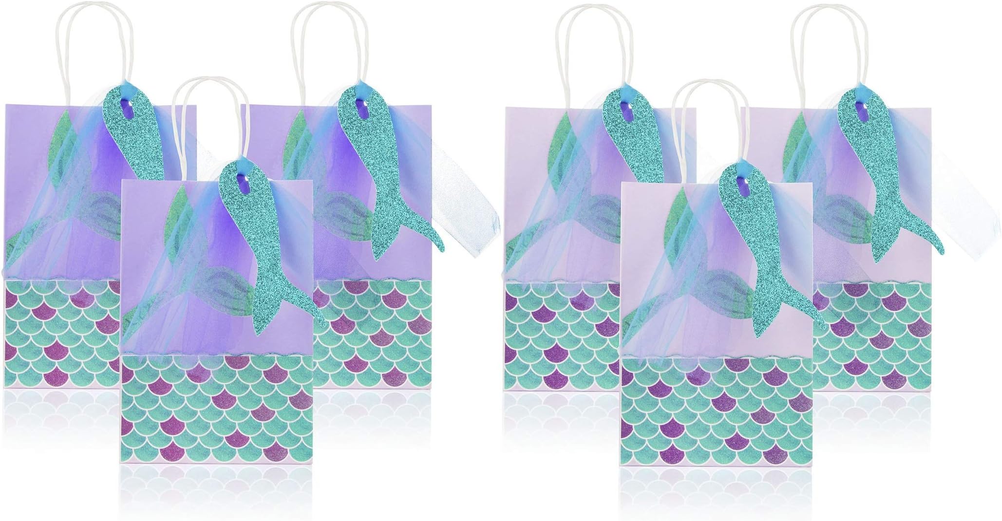 16Pk Glitter Mermaid Gift Bags Mermaid Party Supplies Favors Goodie Bag Treat Bags Mermaid Gifts