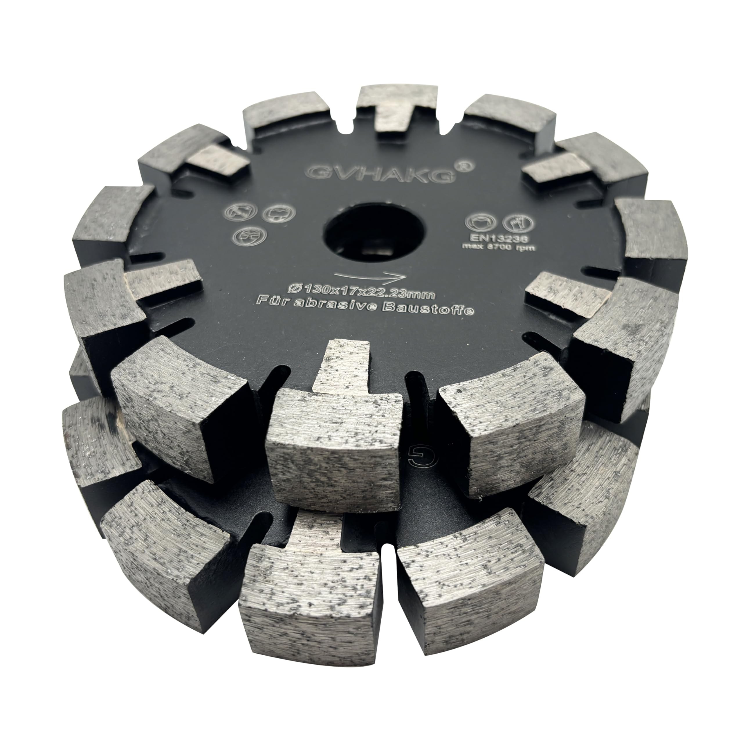 Tuck Point 130mm Diamant Fräser,Sehr verschleißfest Lange Lebensspanne für Estrich, Asphalt,Premium-Qualität Räumscheibe mit T-Schutzsegment(130x17x12x22,23mm)