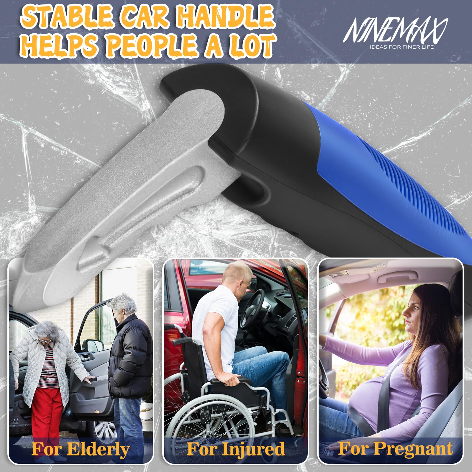 NINEMAX Maniglia Di Supporto per Auto Maniglia per Uscire Dall Auto,1Pc Car Assistance Handle con Lama per Anziani Disabili(Blu D)