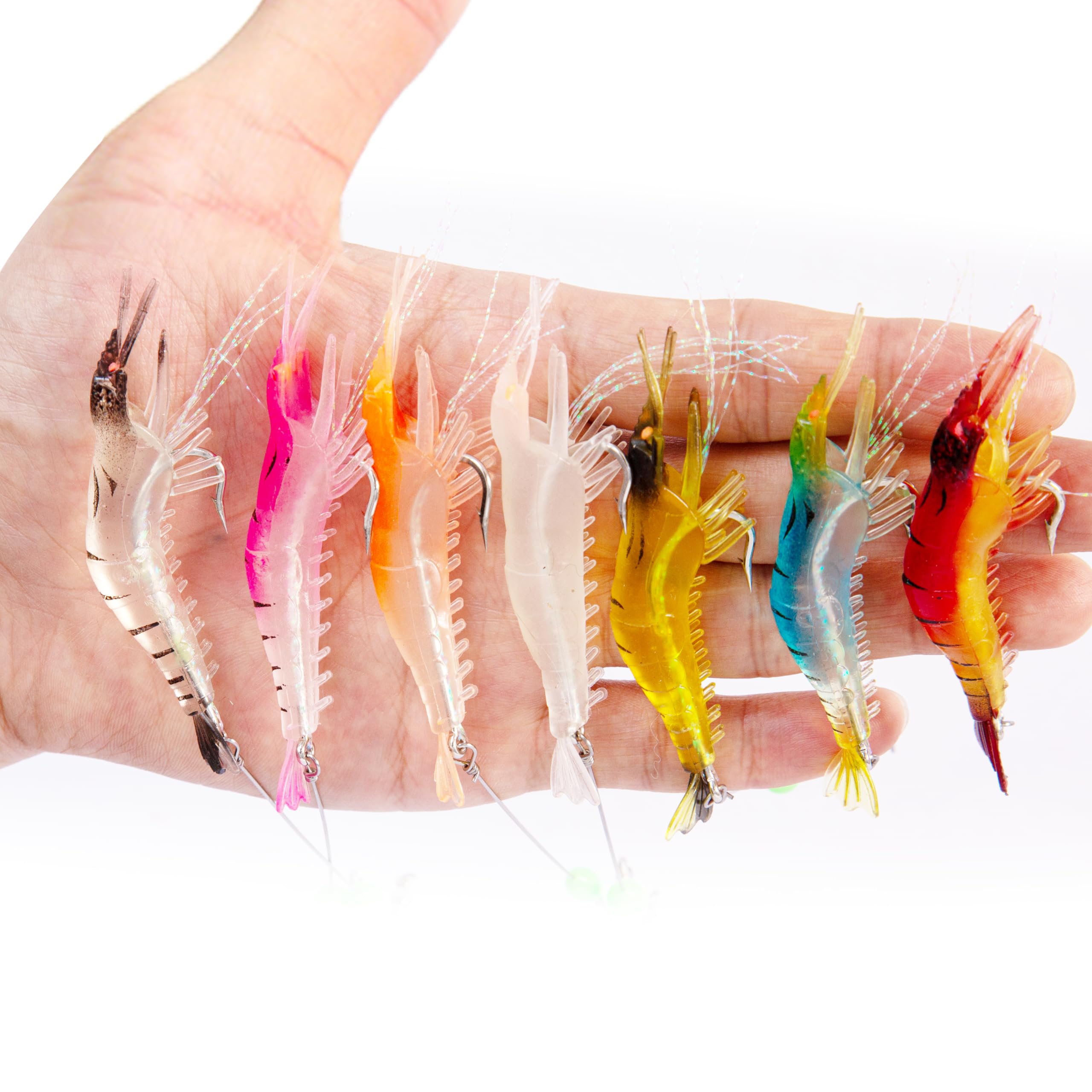 Amazon.com : 14PCS Saltwater Fishing Lures Shrimp Lures Set with Bait Box,  7 Colors Premium Soft Shrimp Fishing Tackle with Luminous Sharp Hooks, for  Saltwater and Freshwater Aggressive Fish : Sports & Outdoors