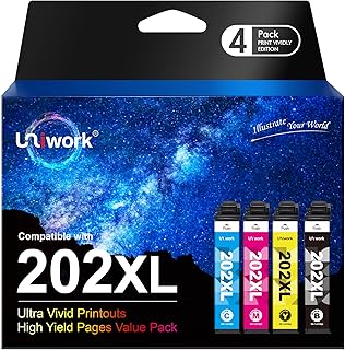 202XL 202 XL 202 Ink Cartridges for Epson Printer Replacement for Epson 202 Ink Cartridges 202XL Ink T202 to use with Workforce WF-2860 Expression Home XP-5100 (1 Black 1 Cyan 1 Magenta 1 Yellow)