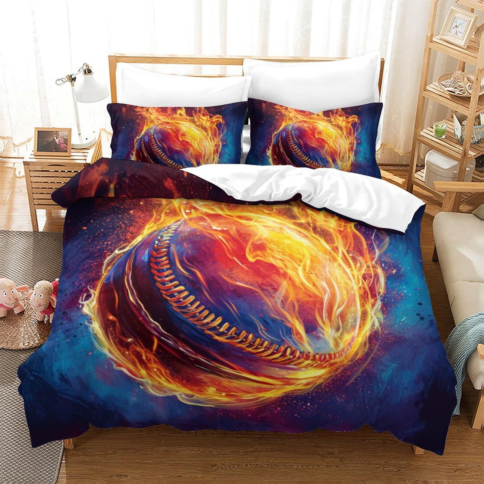 Housse de couette baseball pour chambre d'adolescent et lit enfant double 200x200