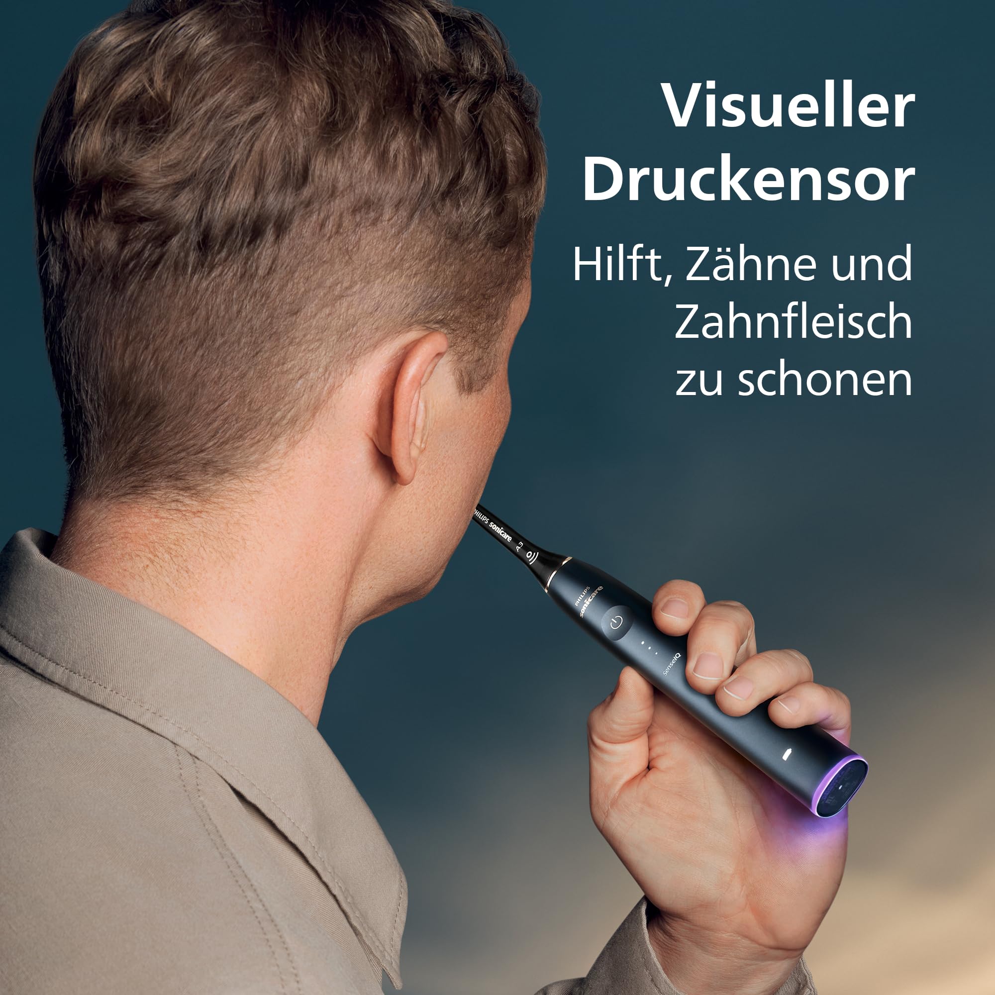 Philips Sonicare DiamondClean Prestige 9900 elektrische Zahnbürste - Schallzahnbürste mit SenseIQ, A3 Premium-All-in-One-Bürstenkopf und Ladeetui in Mitternachtsblau (Modell HX9992/12)