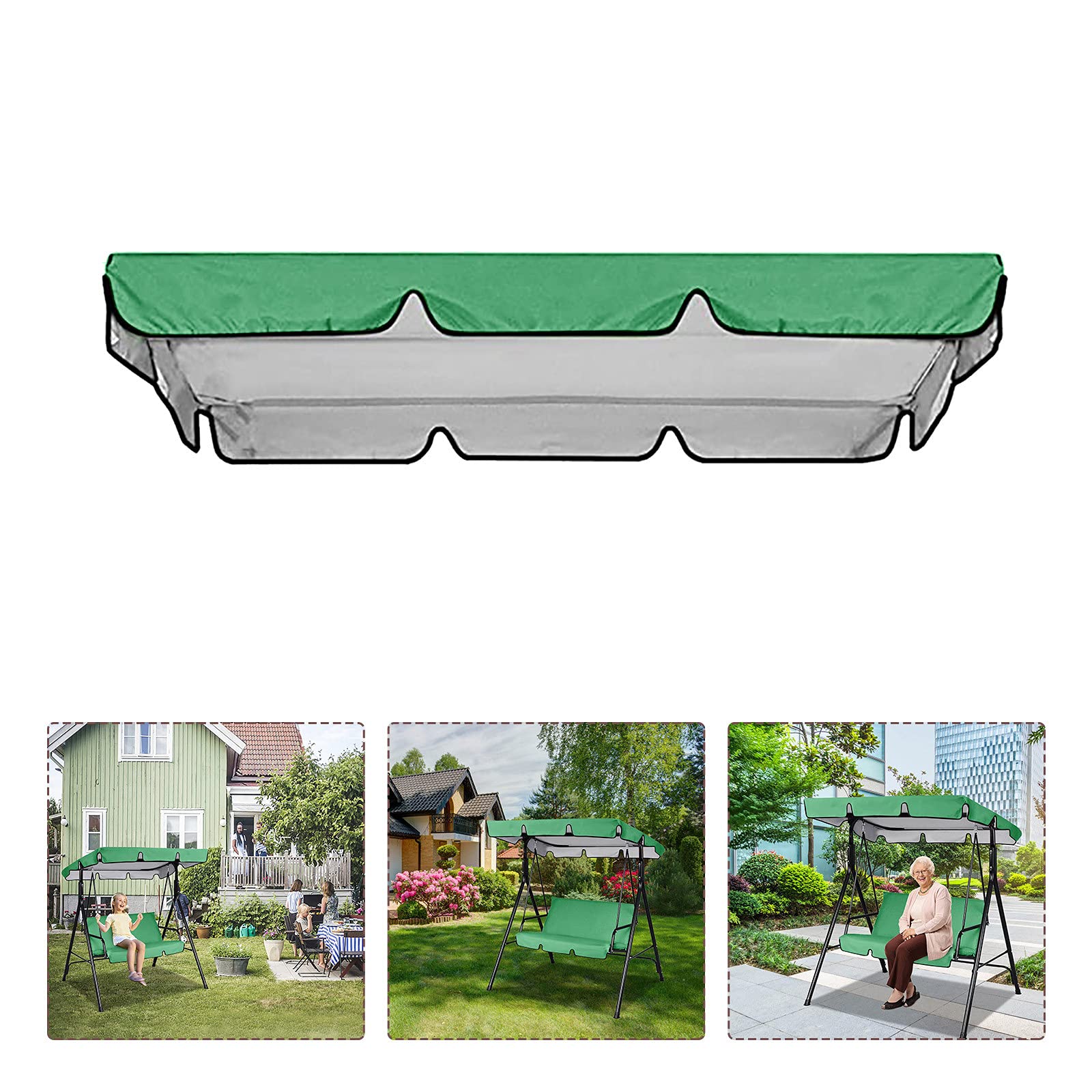 Zapasowy pokrowiec na baldachim na 2--osobową, patio, huśtawkę, na zewnątrz, osłona górna, ochrona ogrodu, werandy, ciemnozielony (165 x 114 x 15 cm)